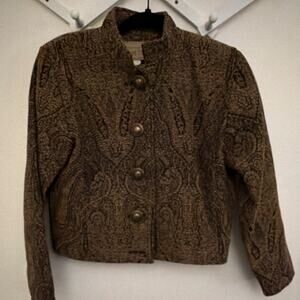 VTG 80’s Painted Pony Brown Paisley w/ Button Crop Length Coat W Small